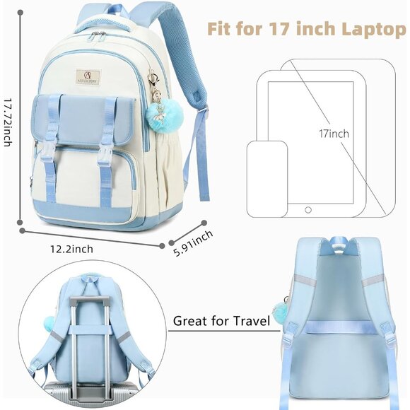 School Backpack for Girls Women 15.6 Laptop Bookbag Travel Kids Elementary - Picture 6 of 6